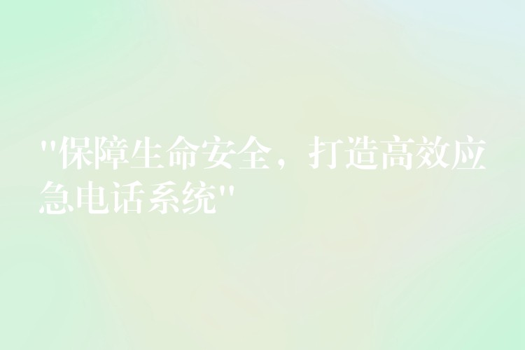  “保障生命安全，打造高效應急電話系統(tǒng)”