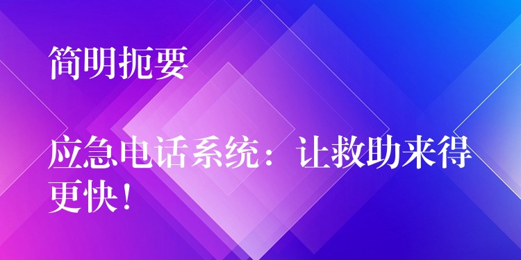  簡(jiǎn)明扼要

應(yīng)急電話系統(tǒng)：讓救助來(lái)得更快！
