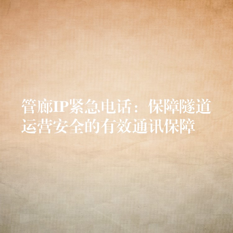  管廊IP緊急電話：保障隧道運(yùn)營(yíng)安全的有效通訊保障