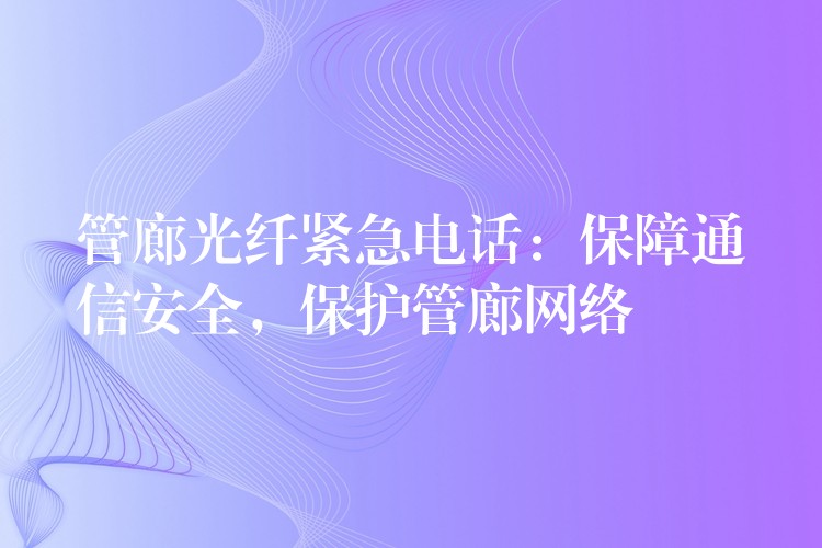 管廊光纖緊急電話：保障通信安全，保護(hù)管廊網(wǎng)絡(luò)