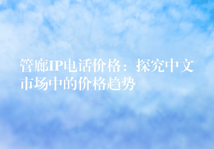 管廊IP電話價格：探究中文市場中的價格趨勢