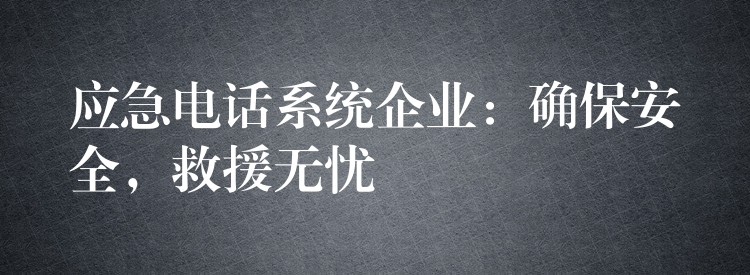  應(yīng)急電話系統(tǒng)企業(yè)：確保安全，救援無(wú)憂(yōu)