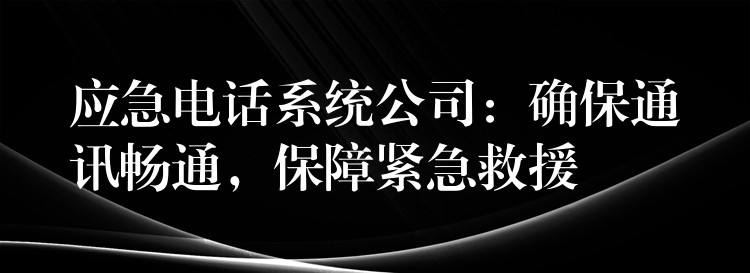  應急電話系統(tǒng)公司：確保通訊暢通，保障緊急救援