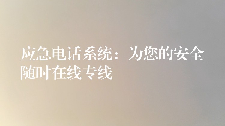  應(yīng)急電話系統(tǒng)：為您的安全隨時在線專線