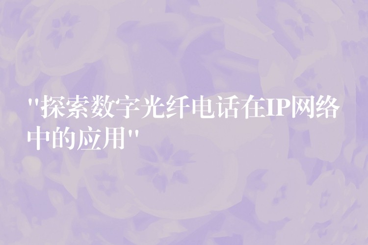 “探索數(shù)字光纖電話在IP網(wǎng)絡(luò)中的應(yīng)用”