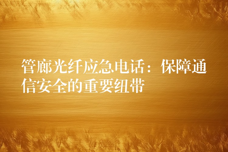 管廊光纖應(yīng)急電話:保障通信安全的重要紐帶 管廊光纖應(yīng)急電話:保障通信安全的重要紐帶